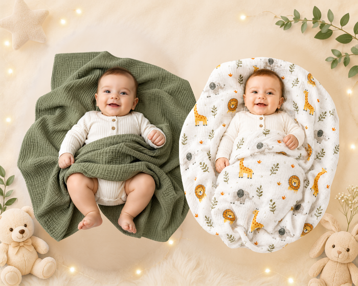 Vioraa Baby 2-Layer Muslin Swaddle Blankets – Pack of 2