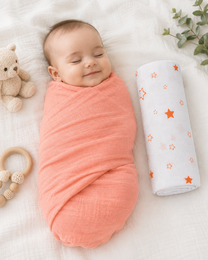 Vioraa Baby 2-Layer Muslin Swaddle Blankets – Pack of 2