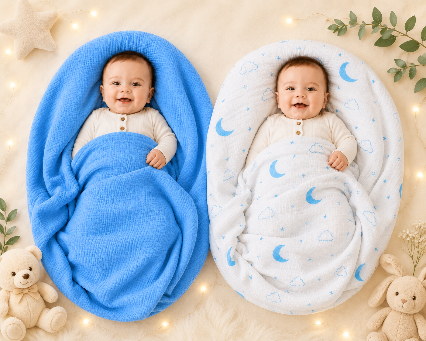 Vioraa Baby 2-Layer Muslin Swaddle Blankets – Pack of 2