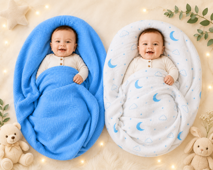 Vioraa Baby 2-Layer Muslin Swaddle Blankets – Pack of 2