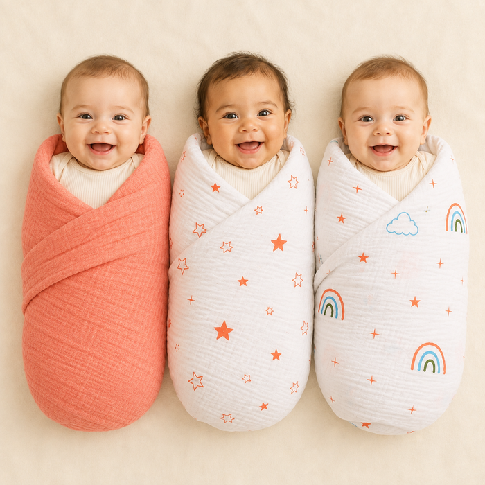 Vioraa Baby 2-Layer Muslin Swaddle Blankets – Pack of 3