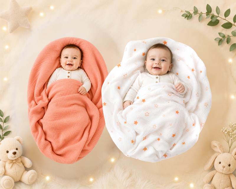 Vioraa Baby 2-Layer Muslin Swaddle Blankets – Pack of 2