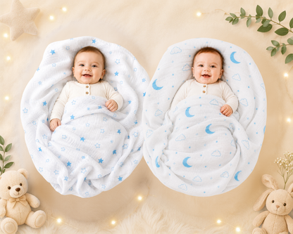 Vioraa Baby 2-Layer Muslin Swaddle Blankets – Pack of 2