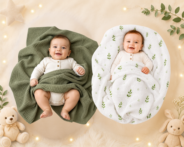 Vioraa Baby 2-Layer Muslin Swaddle Blankets – Pack of 2
