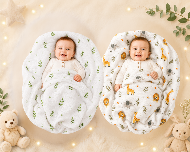 Vioraa Baby 2-Layer Muslin Swaddle Blankets – Pack of 2