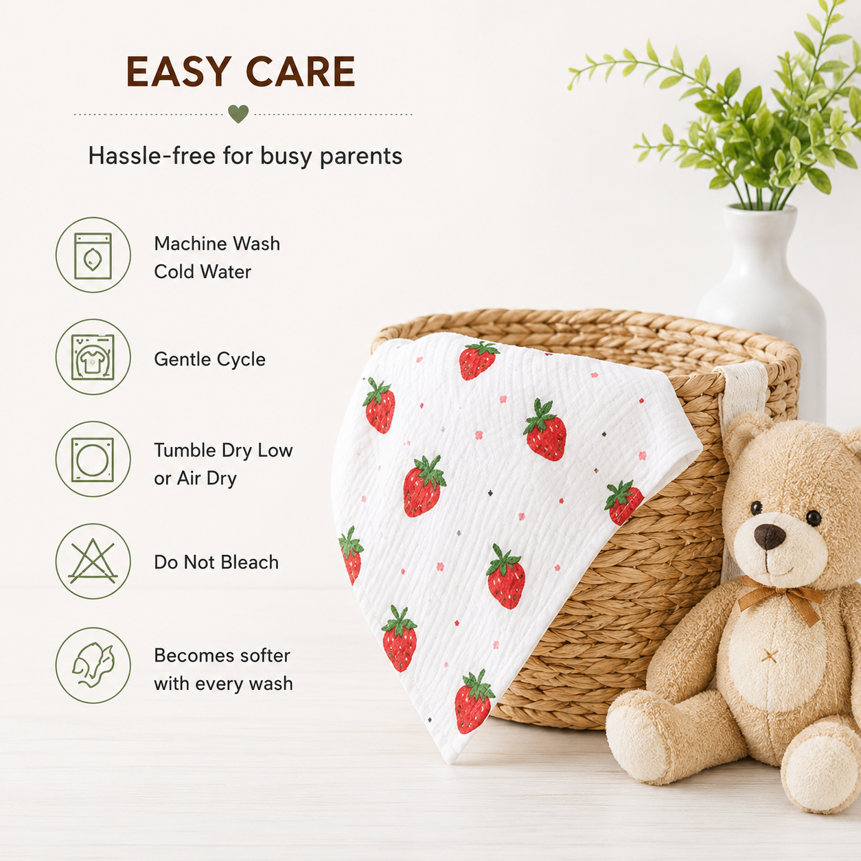 Vioraa Baby 6-Layer Muslin Washcloths – Pack of 5