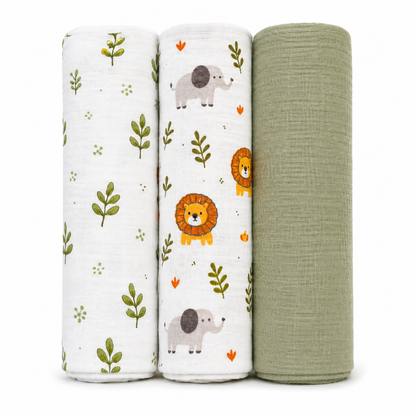 Vioraa Baby 2-Layer Muslin Swaddle Blankets – Pack of 3