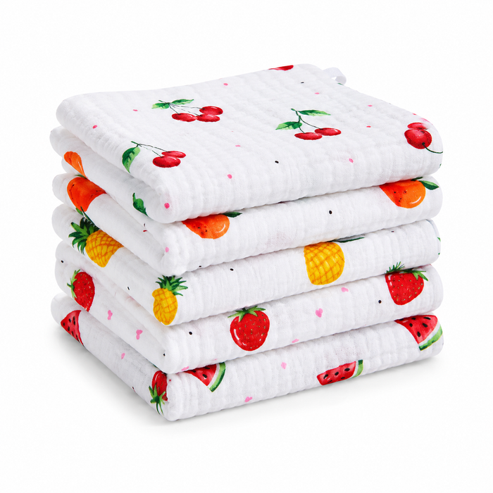 Vioraa Baby 6-Layer Muslin Washcloths – Pack of 5